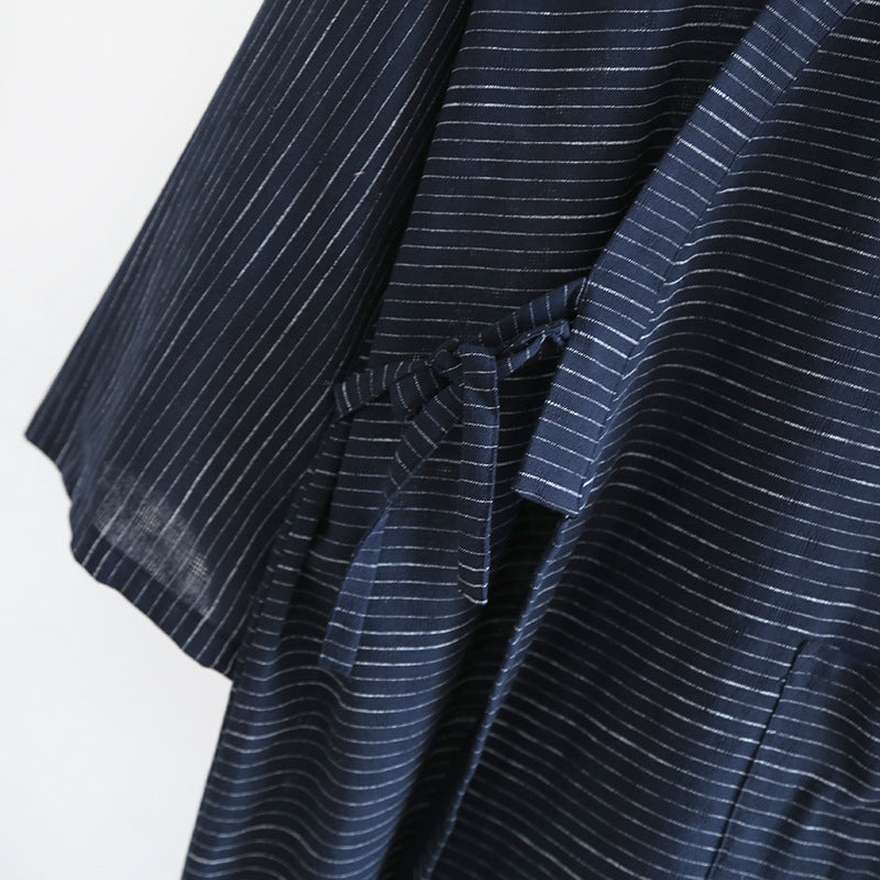 Summer Jacquard Gauze Cotton Kimono Thin Home Bathrobe Simple