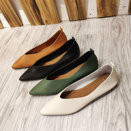 Women's Retro Pointed Shallow Mouth Flat Shoes