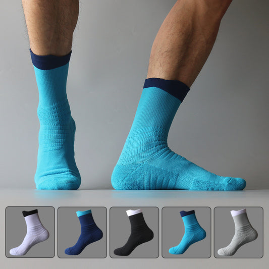 Sports Pressure Towel Bottom Thickened Men's Middle Tube Socks